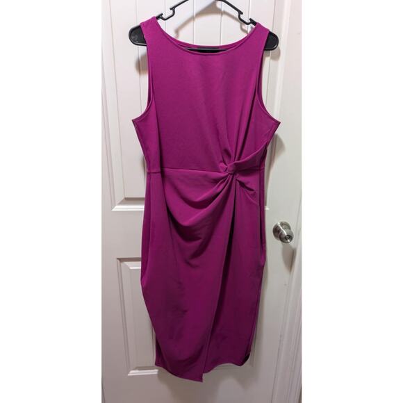 Guess Women's XL Twist-Front Fuchsia Scuba-Crepe Sheath Dress Business Cocktail - Picture 7 of 7